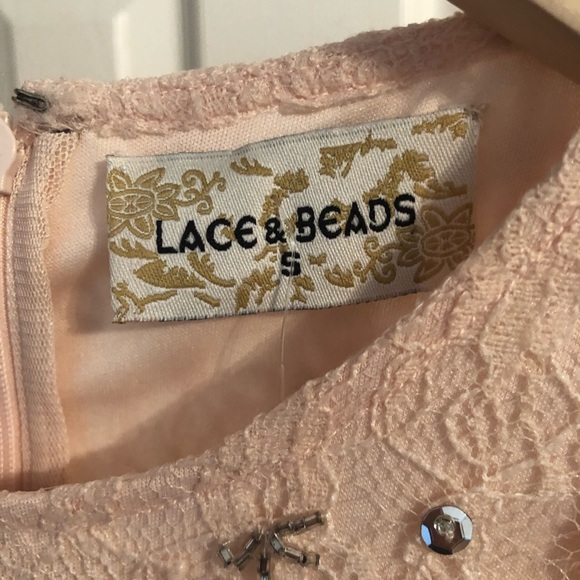 Skater Dress Pale Pink lace and beads with tulle - Picture 7 of 7